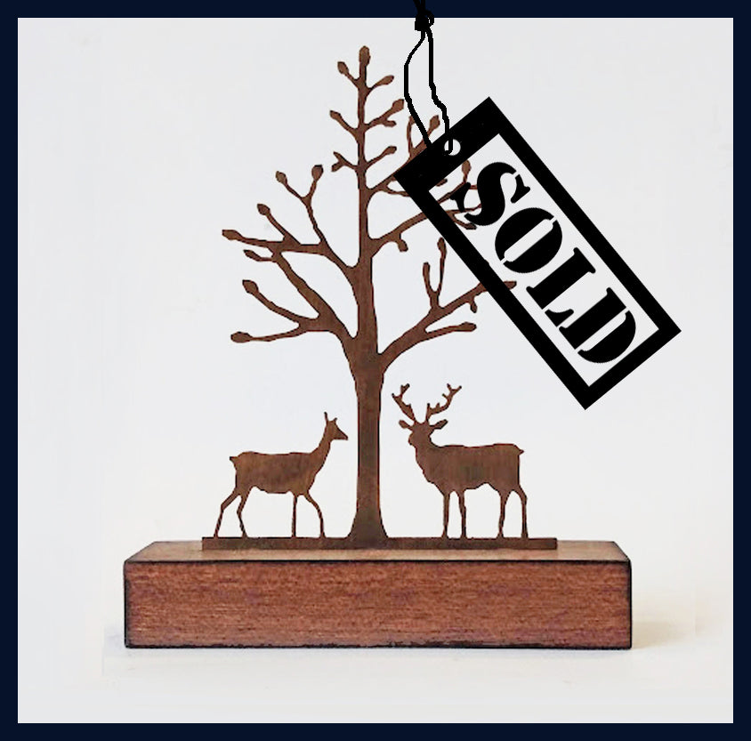 SOLD The Meeting (Miniature): Metal & Wood Sculpture by David Mayne