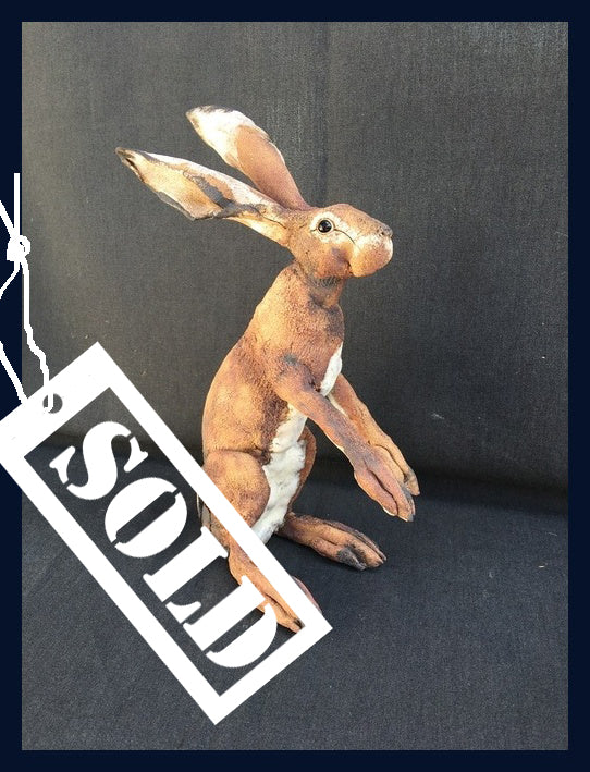 SOLD Small Hare 1: Stoneware Sculpture by Elaine Peto