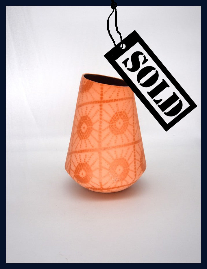 SOLD Sculptural Ceramic Vessel by Lesley Farrell (orange) 4