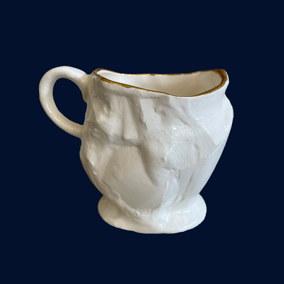 White Cubist Cup (3) by Ceramicist Eluned Glyn