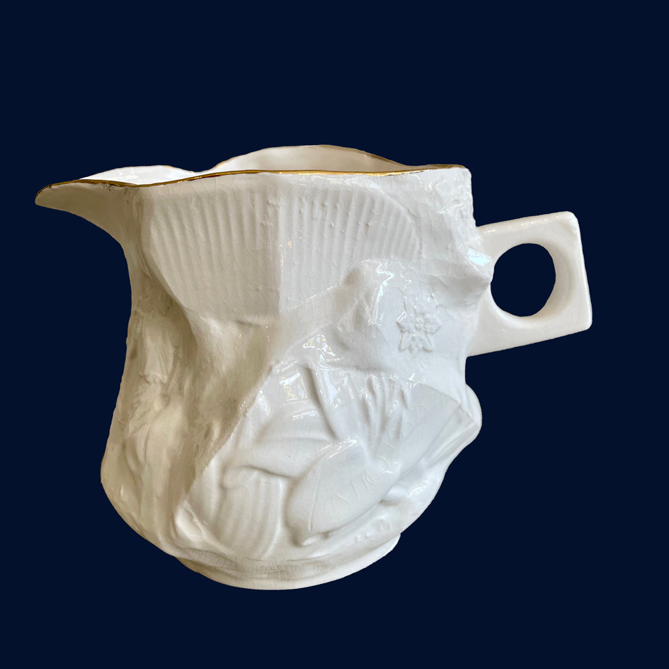 White Cubist Toby Jug (6) by Ceramicist Eluned Glyn
