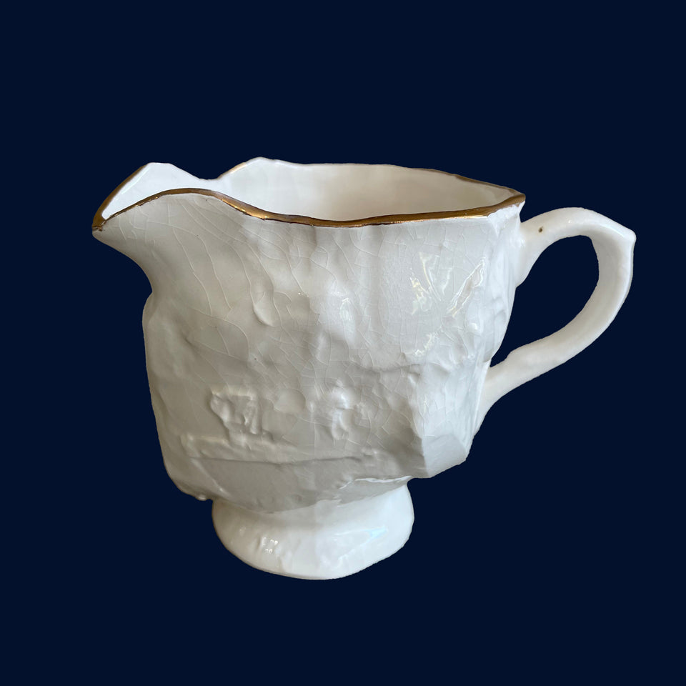 White Cubist Cream Jug (5) by Ceramicist Eluned Glyn