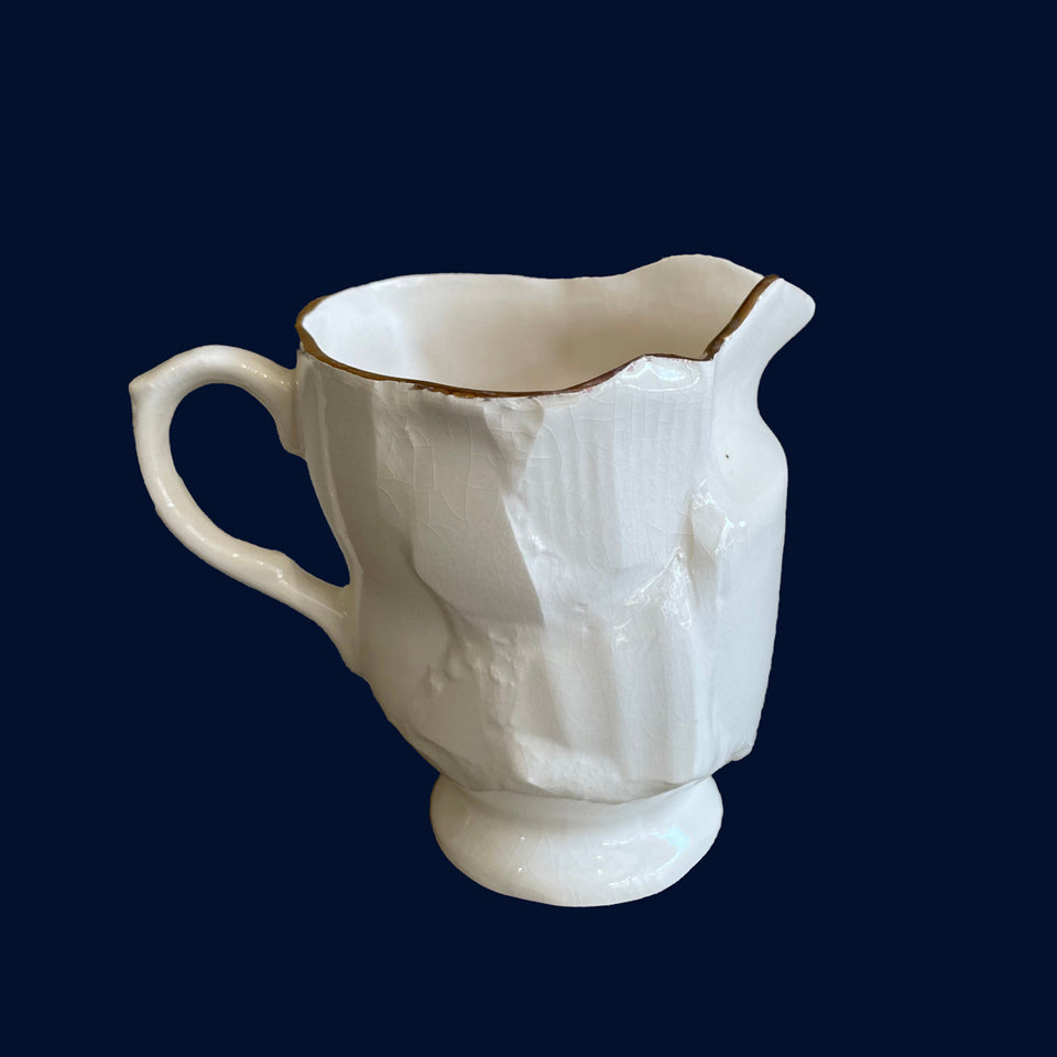 White Cubist Cream Jug (5) by Ceramicist Eluned Glyn