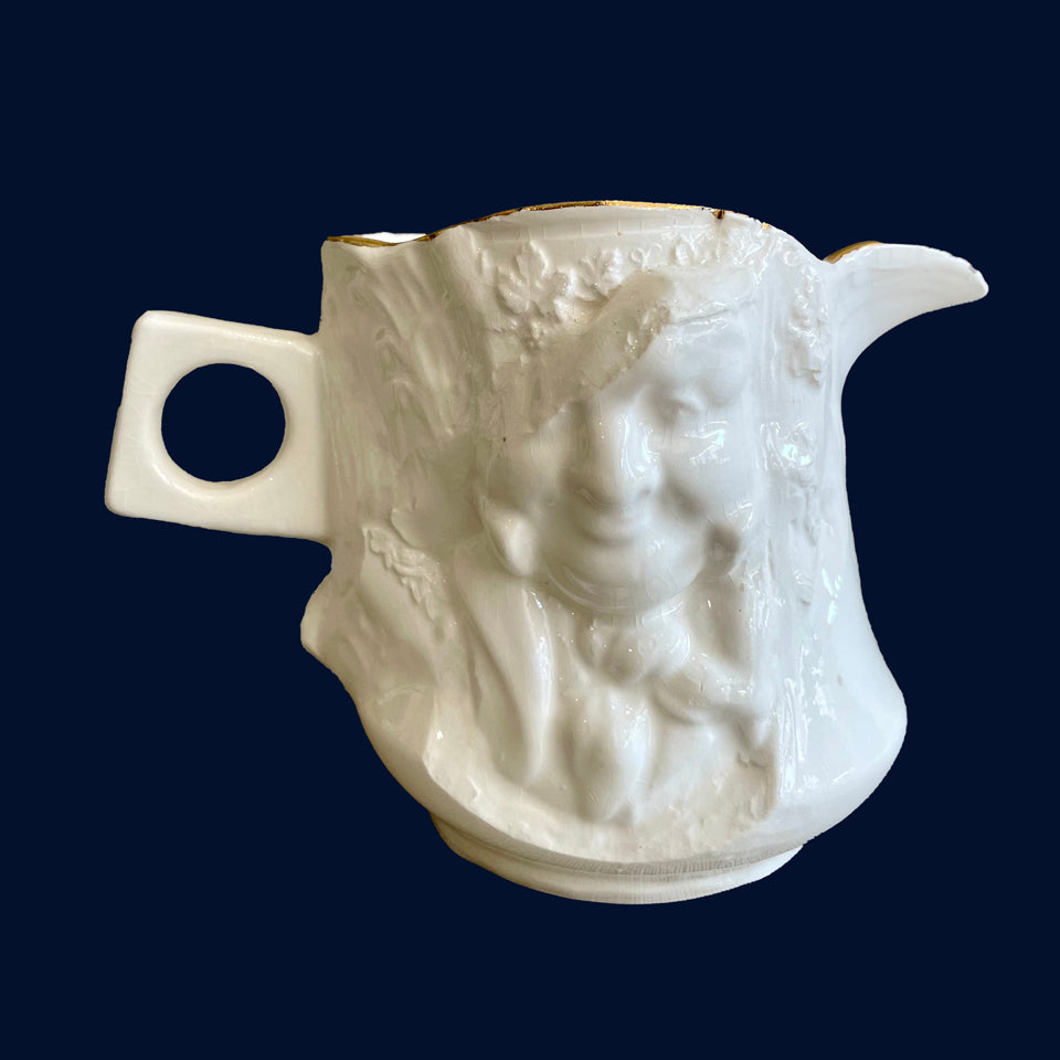White Cubist Toby Jug (6) by Ceramicist Eluned Glyn
