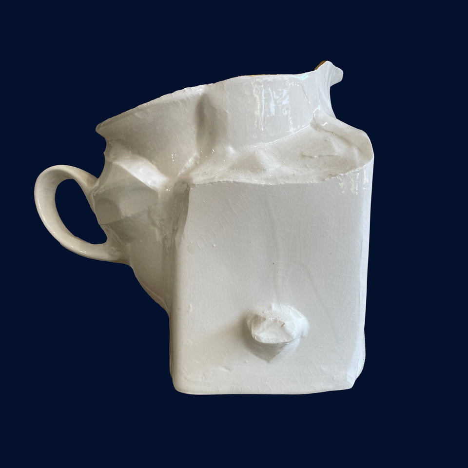 White Cubist Jug (8) by Ceramicist Eluned Glyn
