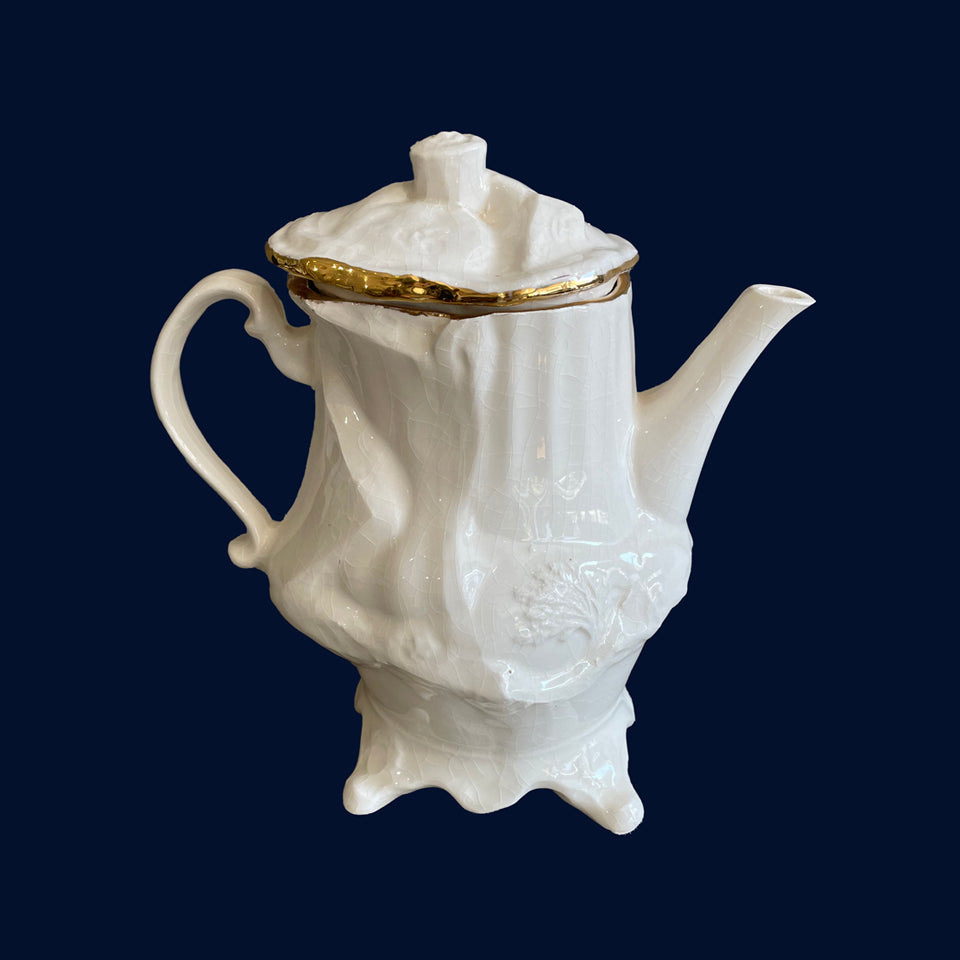 White Cubist Teapot (10) by Ceramicist Eluned Glyn