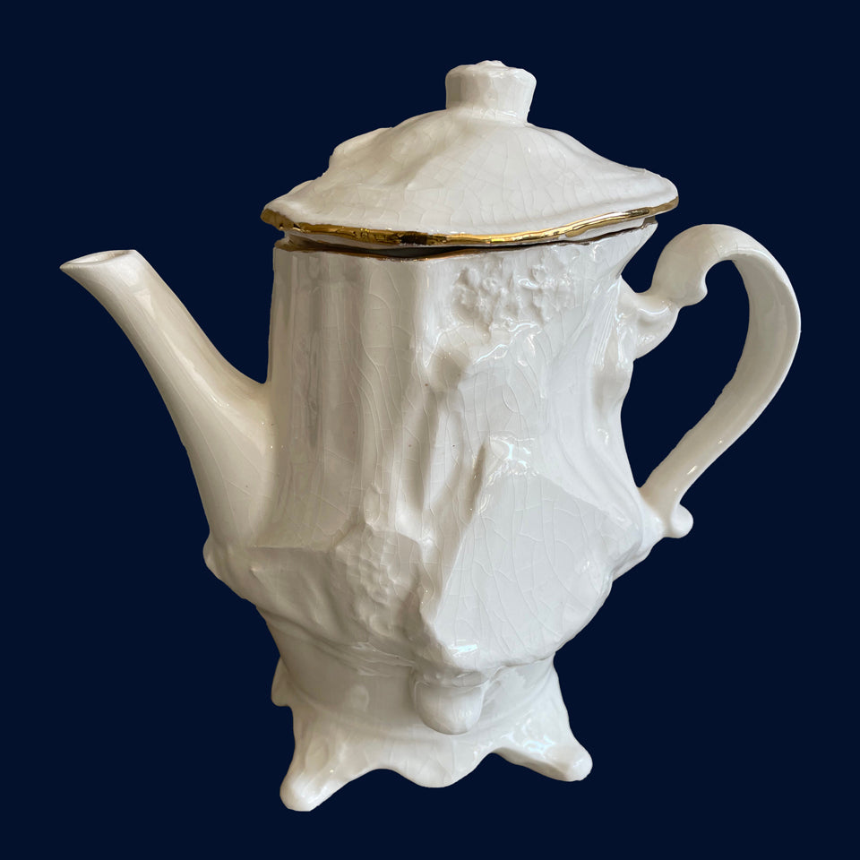 White Cubist Teapot (10) by Ceramicist Eluned Glyn