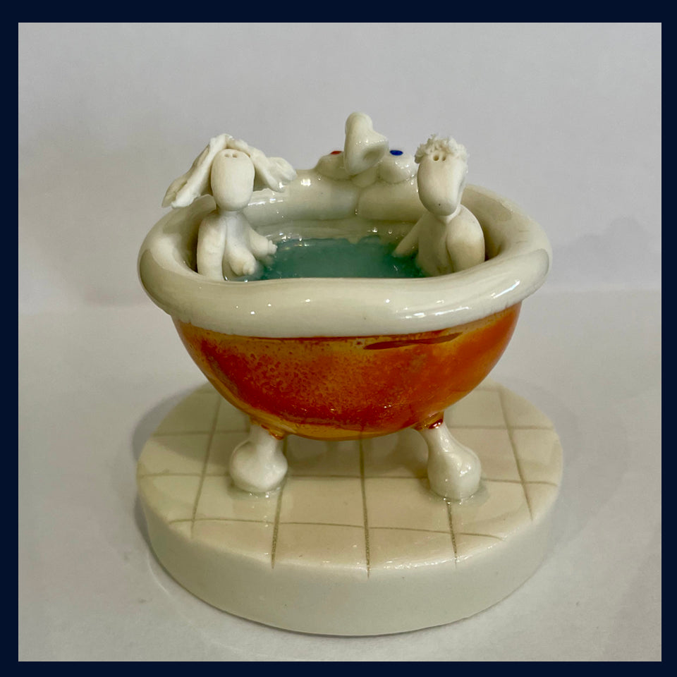 Ceramic Miniaturist Andrew Bull - couple in the bath