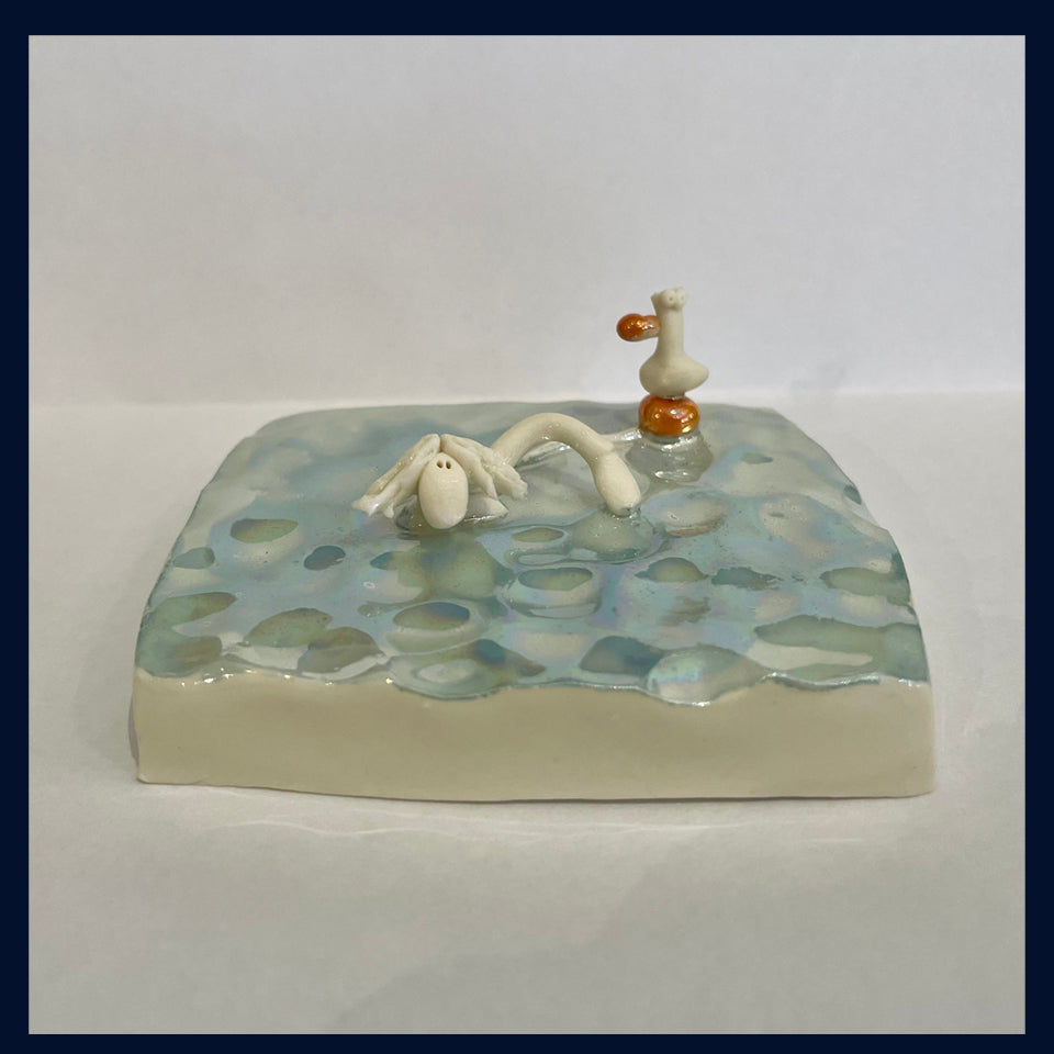 Ceramic Miniaturist Andrew Bull - swimmer