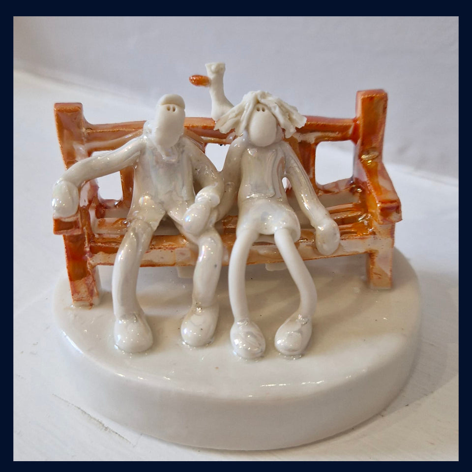 Ceramic Miniaturist Andrew Bull - couple sat on bench