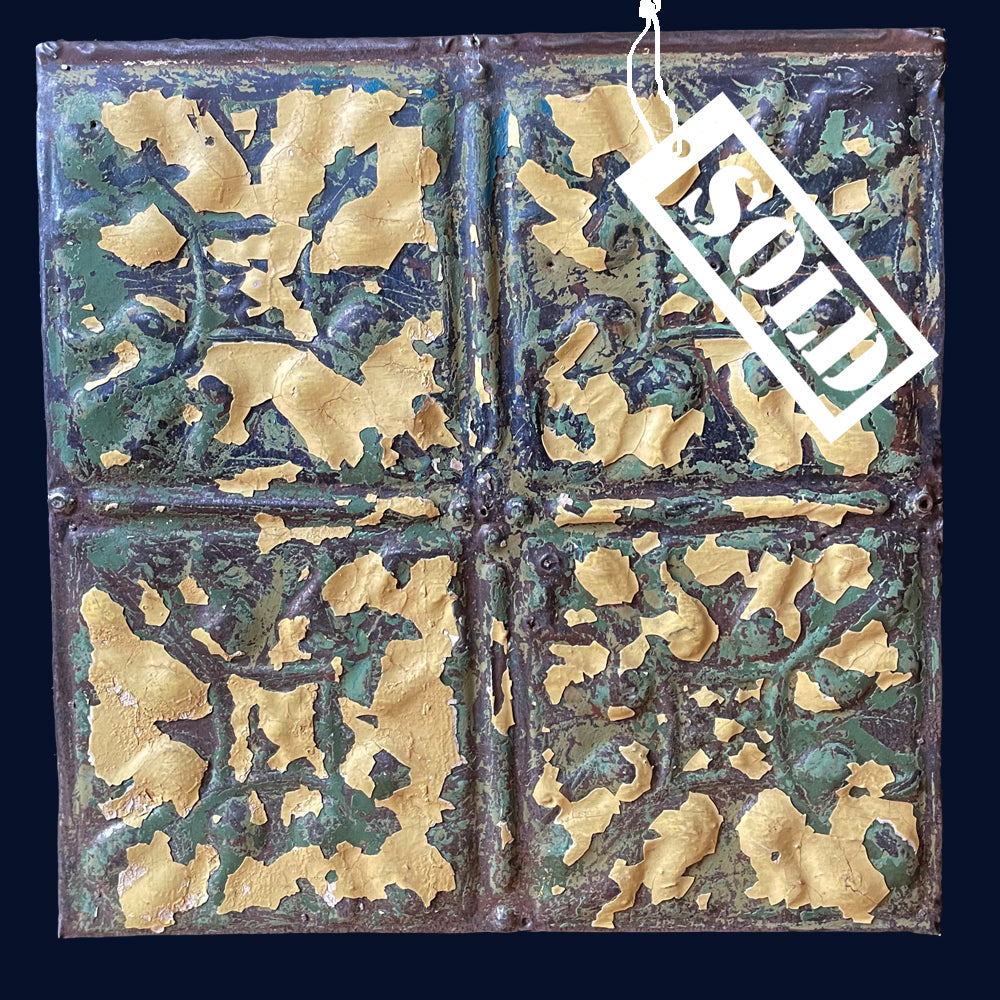 SOLD Framed Antique USA Tin Ceiling Tile (154)