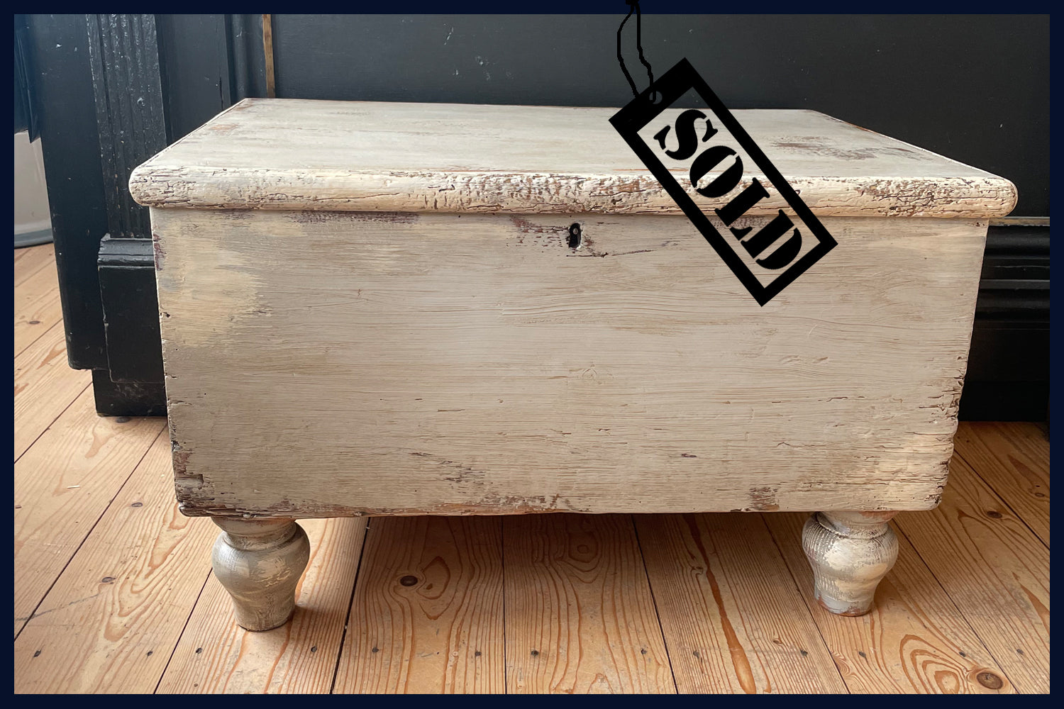 SOLD Wonderland Furniture Collection: Antique Painted Pine Wooden Box Storage Table