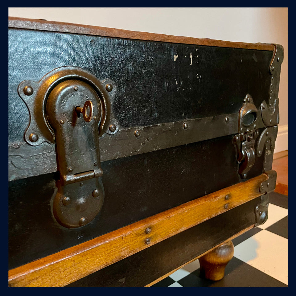 SOLD Wonderland Furniture Collection: Antique Travel Trunk Storage Table