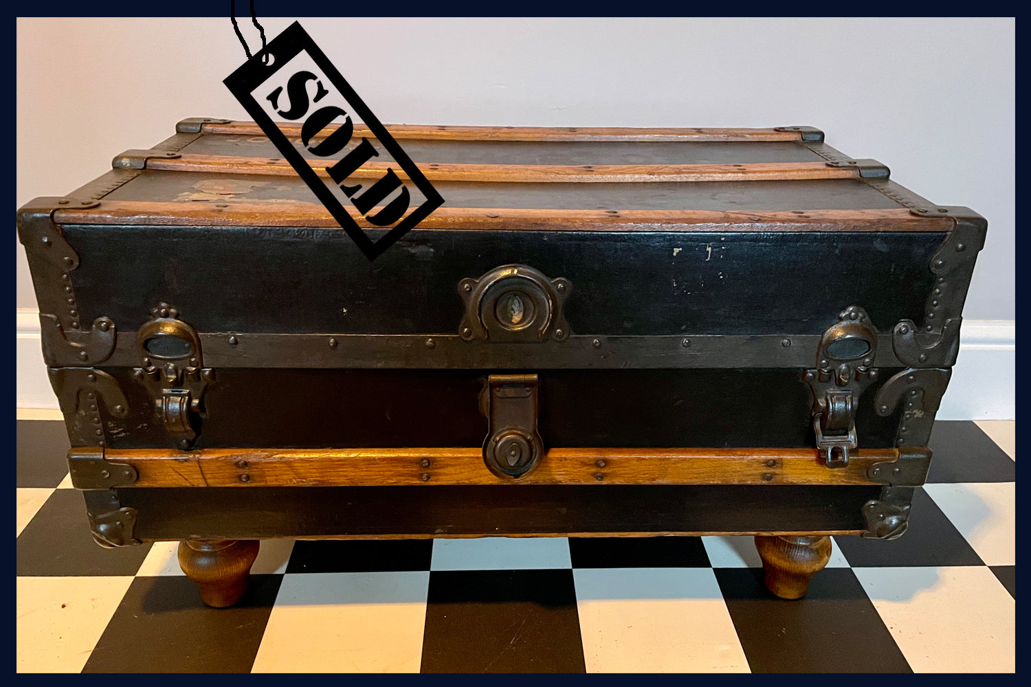 SOLD Wonderland Furniture Collection: Antique Travel Trunk Storage Table