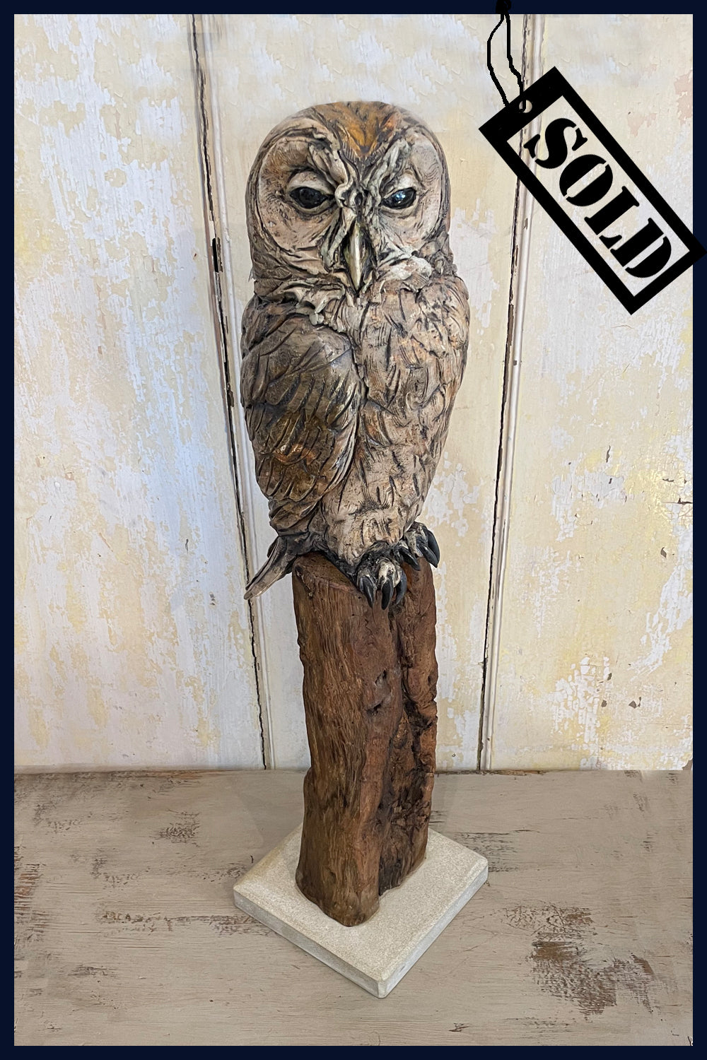 SOLD Tawny Owl: Ceramic Sculpture by David Cooke