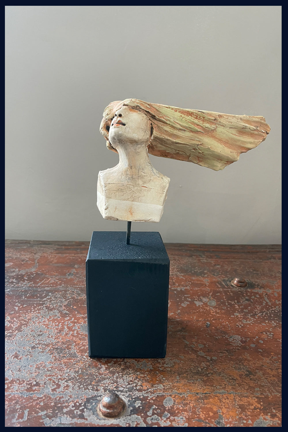Small Head on Pediment (2) Ceramic Sculpture by Christy Keeney