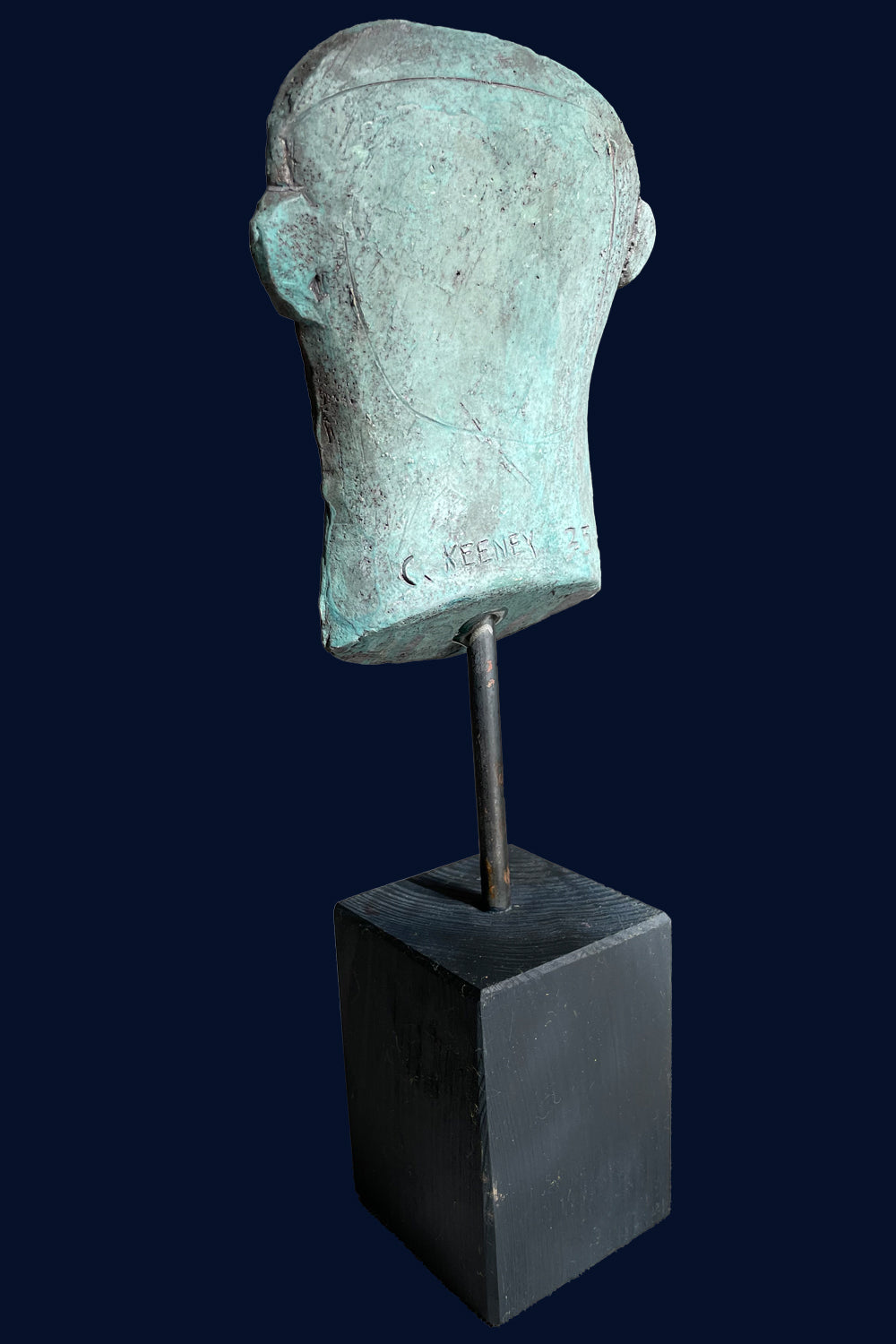 Small Blue Head Ceramic Sculpture by Christy Keeney