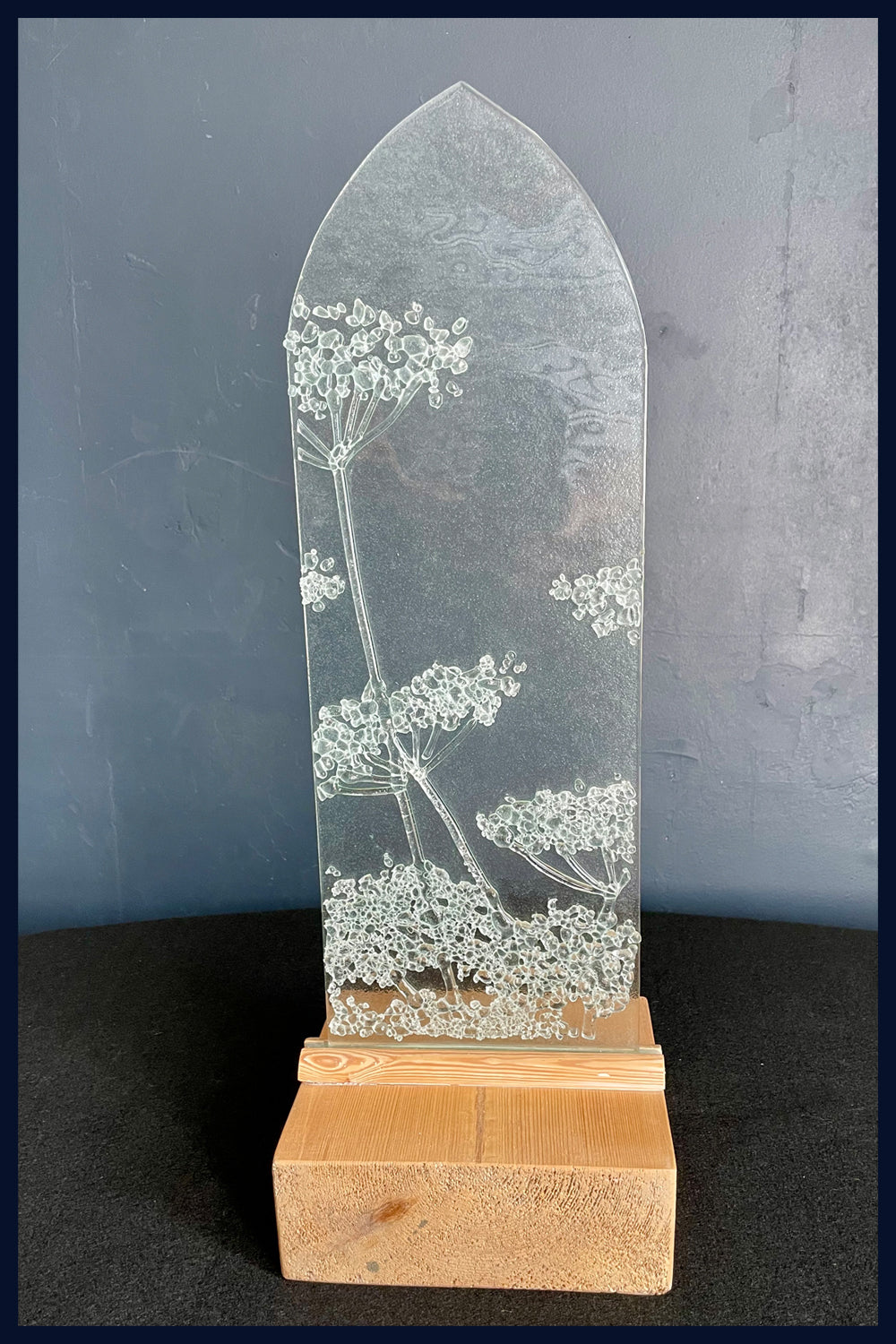 'Cow Parsley' Clear Fused Glass Panel by Paula Rylatt