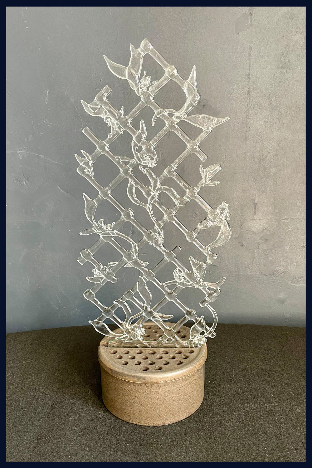 'Trellis' Clear Fused Glass Vase by Paula Rylatt