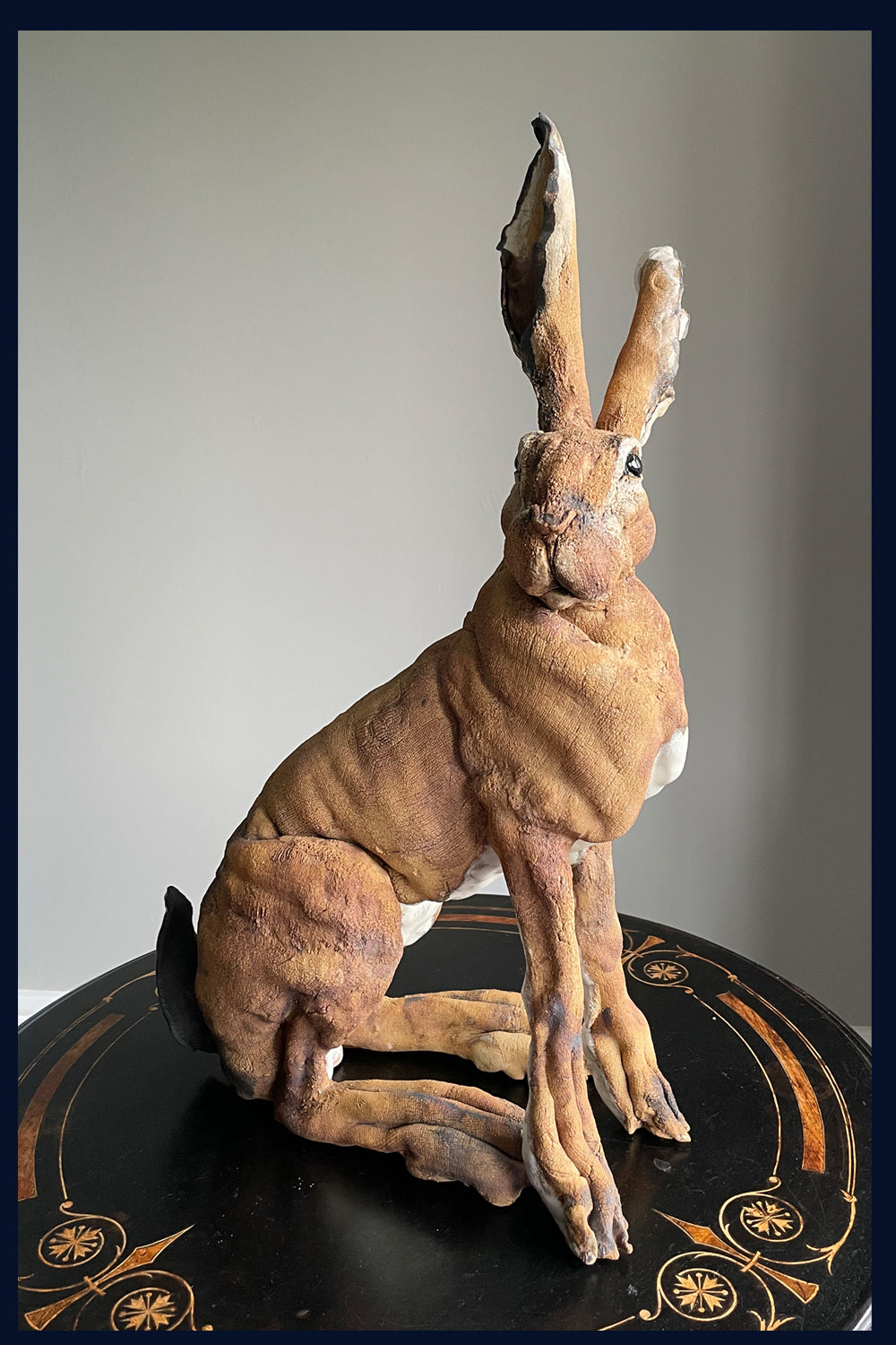 Sitting Hare (medium): Ceramic Stoneware Sculpture by Elaine Peto