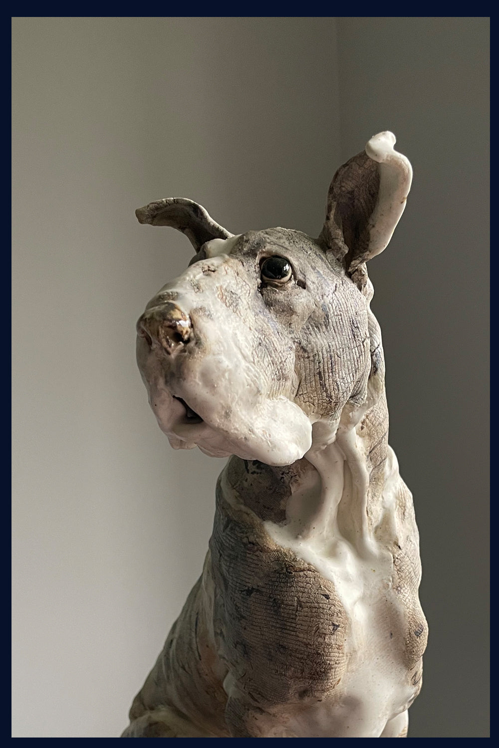 Sitting Great Dane Dog: Stoneware Sculpture by Elaine Peto