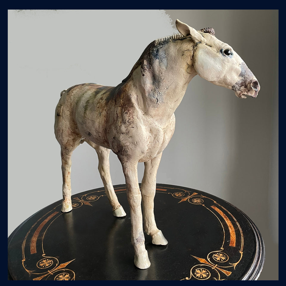 Standing Horse: Stoneware Sculpture by Elaine Peto