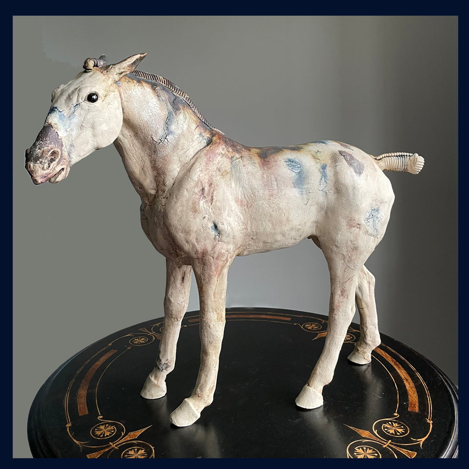 Standing Horse: Stoneware Sculpture by Elaine Peto