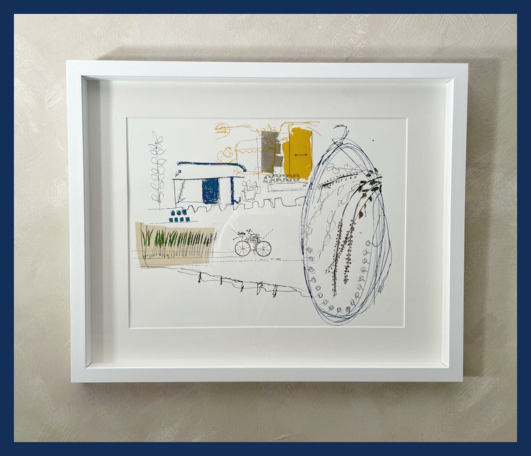 Cycle Tracks, Norfolk.  Collaged drawing by Fran Squires