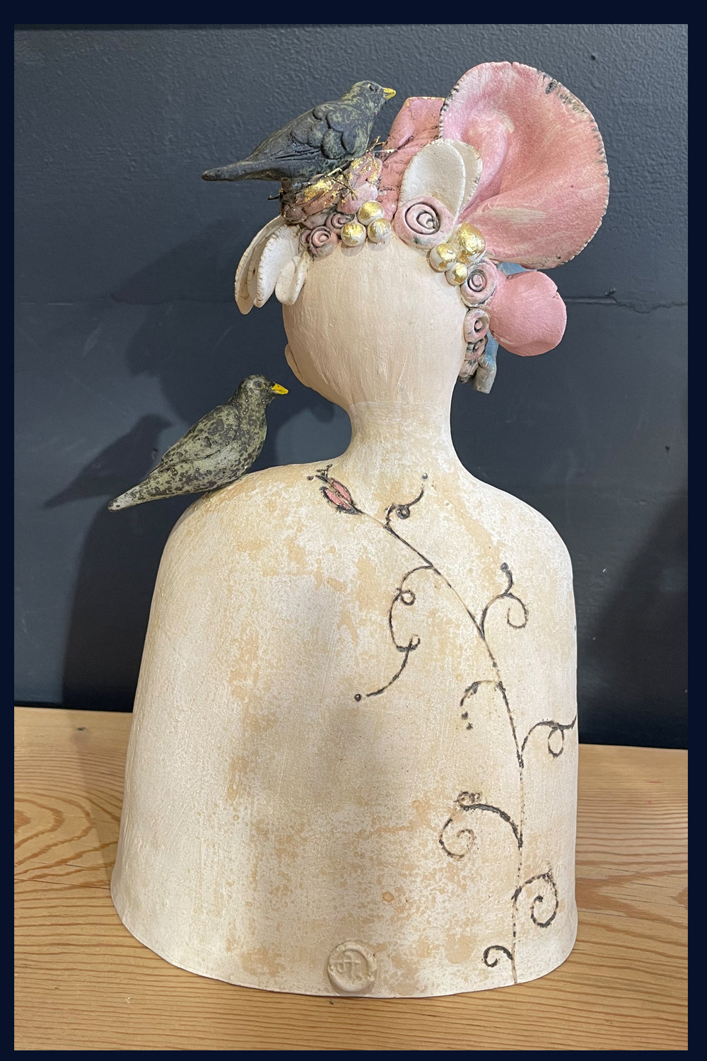'A Little Bird Told Me' Figurative Ceramic Sculpture by Jean Tolkovsky