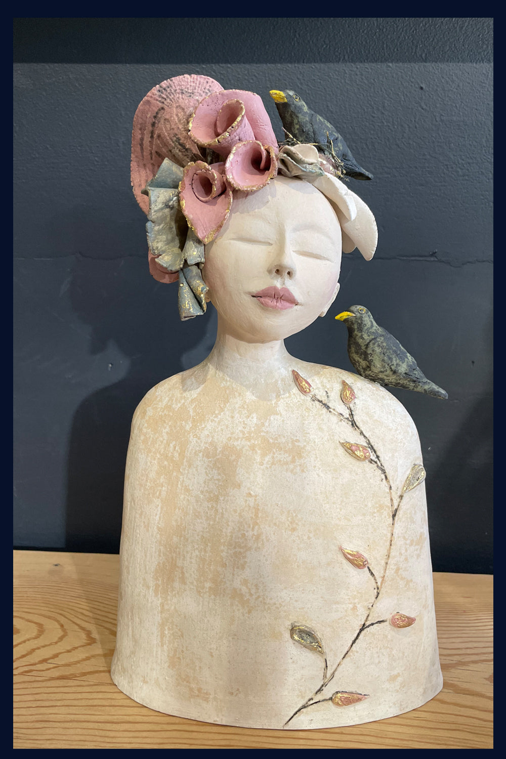 'A Little Bird Told Me' Figurative Ceramic Sculpture by Jean Tolkovsky