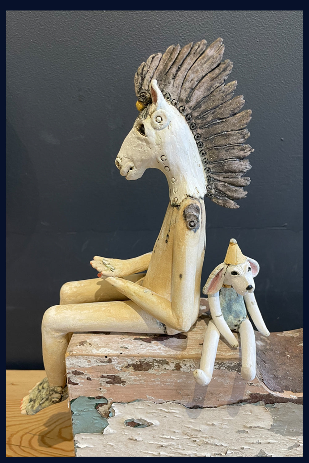 'Best Friends' Figurative Ceramic Sculpture by Jean Tolkovsky