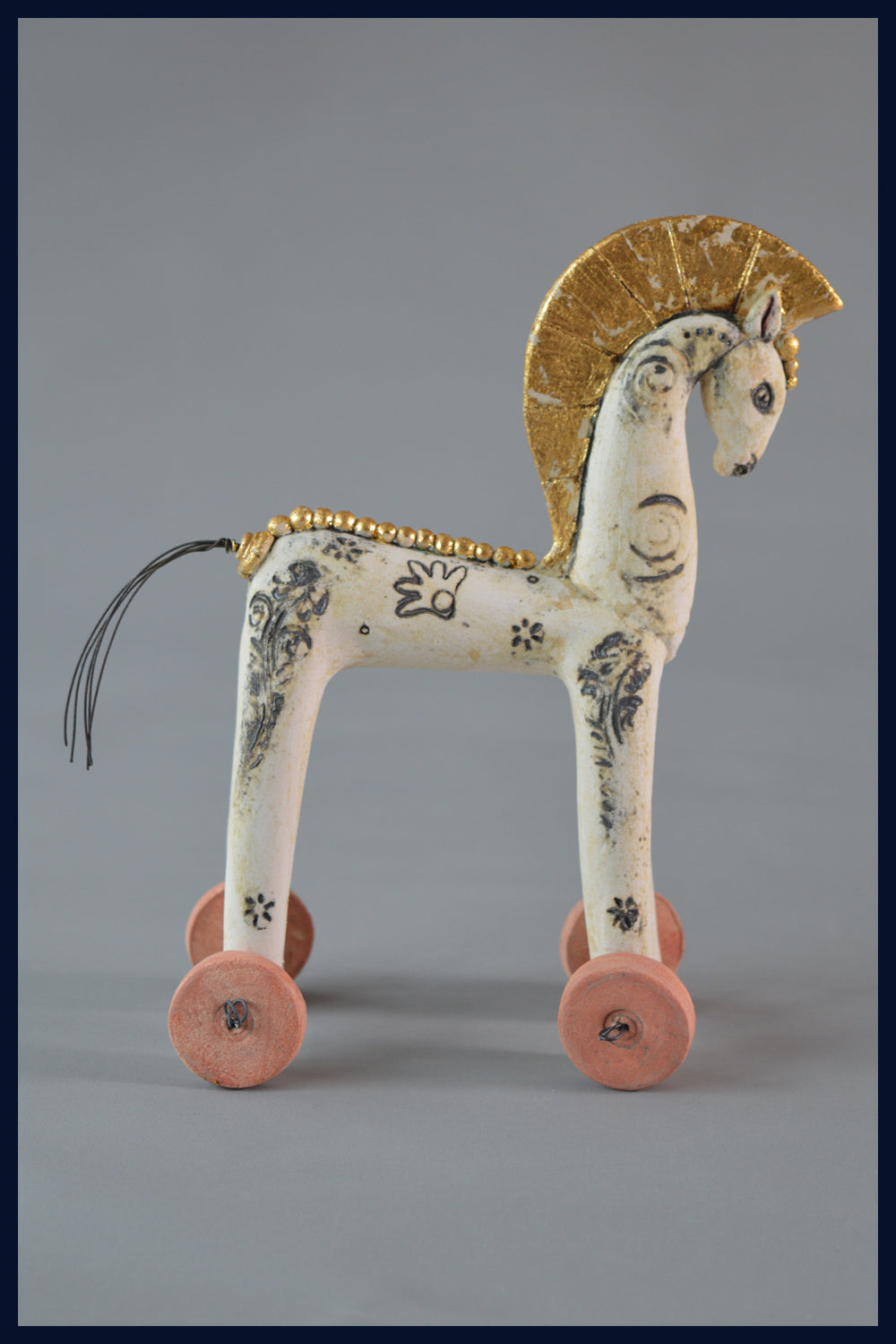'Etruscan Horse' Ceramic Horse Sculpture by Jean Tolkovsky (1)