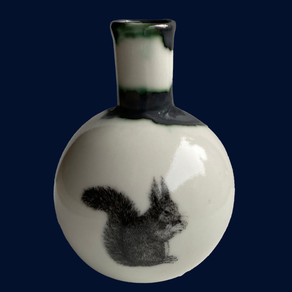 Squirrel Flask Vase: Ceramic Sculpture by Jillian Riley