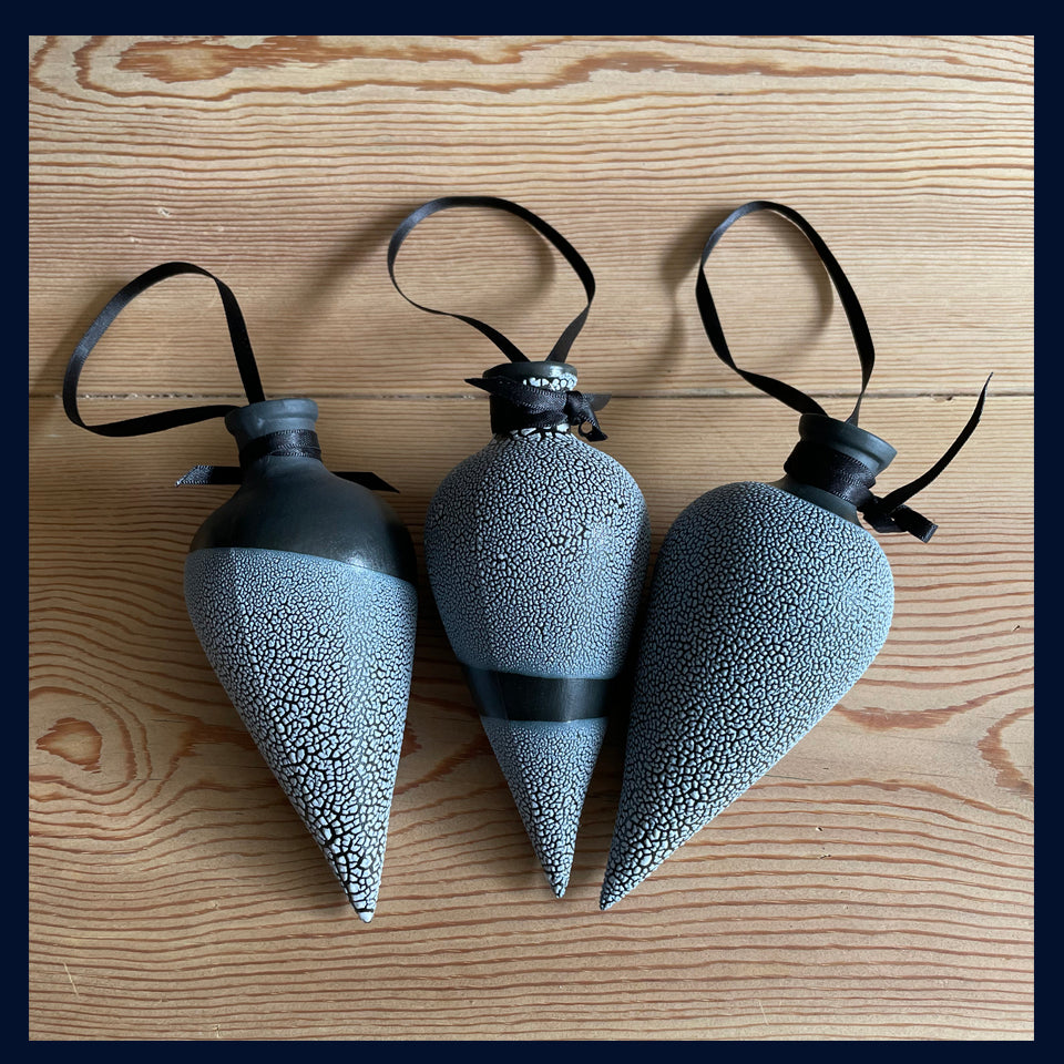 Teardrop Hanging Ornament: Ceramic Sculpture by Jillian Riley