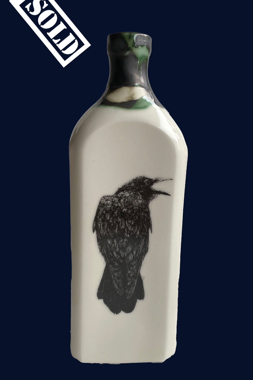 SOLD Raven Boots The Chemist Bottle Vase: Ceramic Sculpture by Jillian Riley