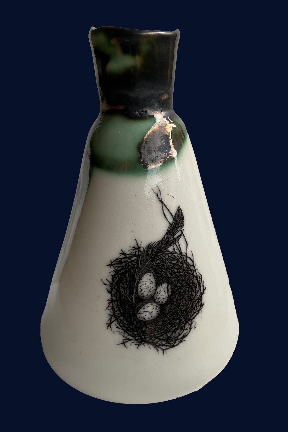 Birds Nest Flask Vase: Ceramic Sculpture by Jillian Riley