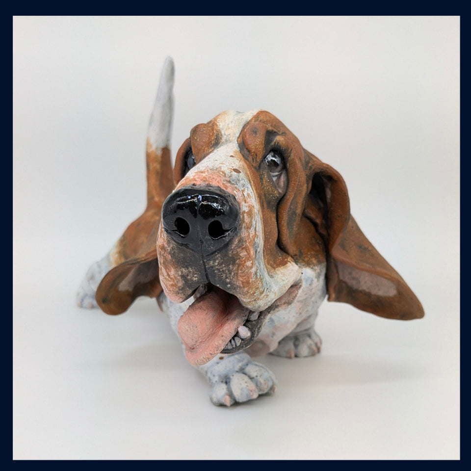 Basset Hound - Stoneware Sculpture by Joanne Cooke