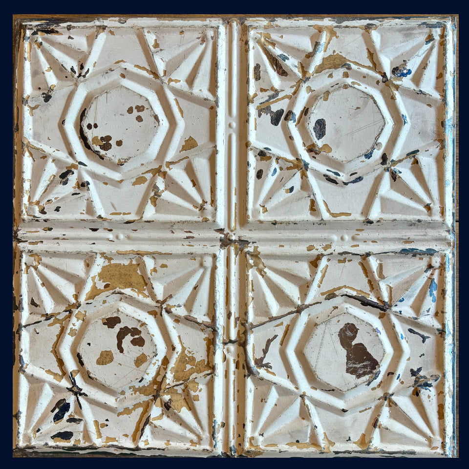 Framed Antique USA Tin Ceiling Tile (178)