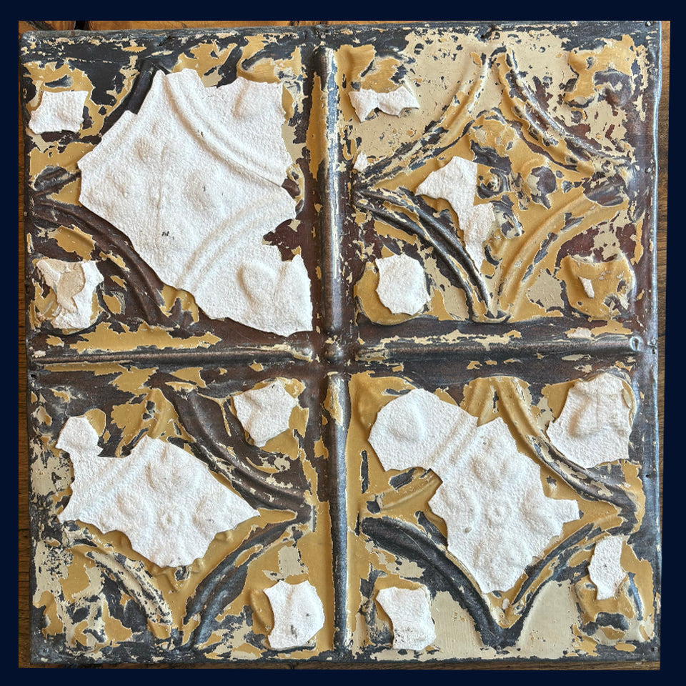Framed Antique USA Tin Ceiling Tile (162)