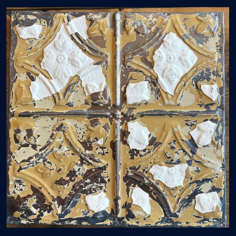 Framed Antique USA Tin Ceiling Tile (161)