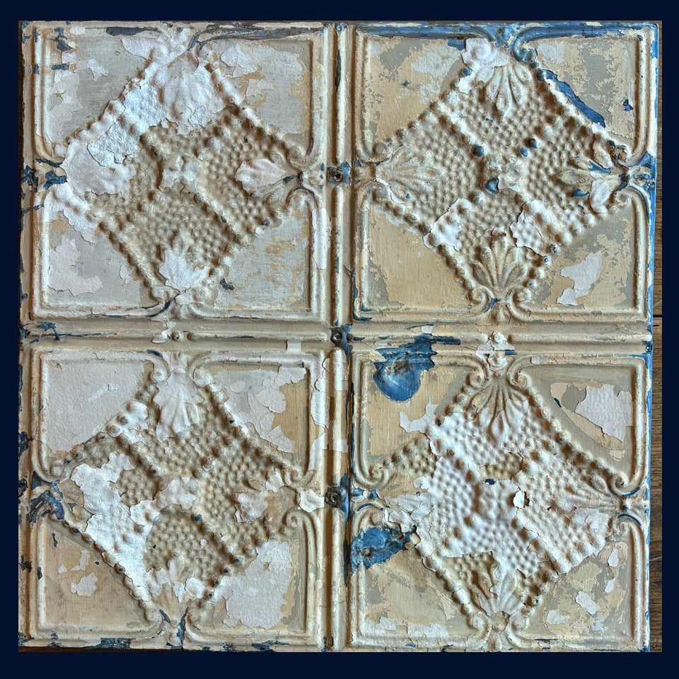 Framed Antique USA Tin Ceiling Tile (176)