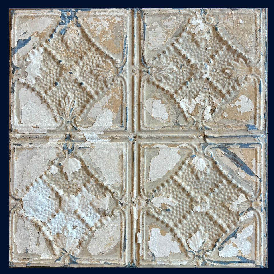 Framed Antique USA Tin Ceiling Tile (175)