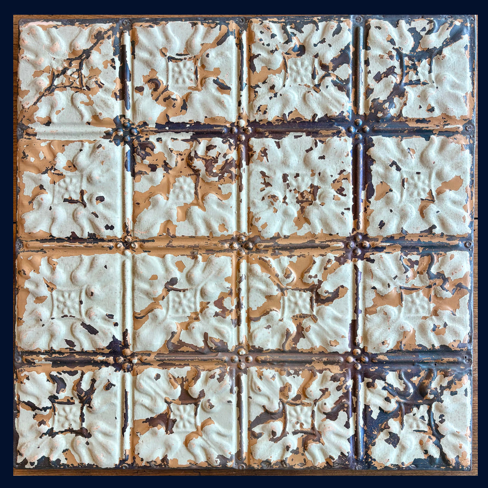 Framed Antique USA Tin Ceiling Tile (172)