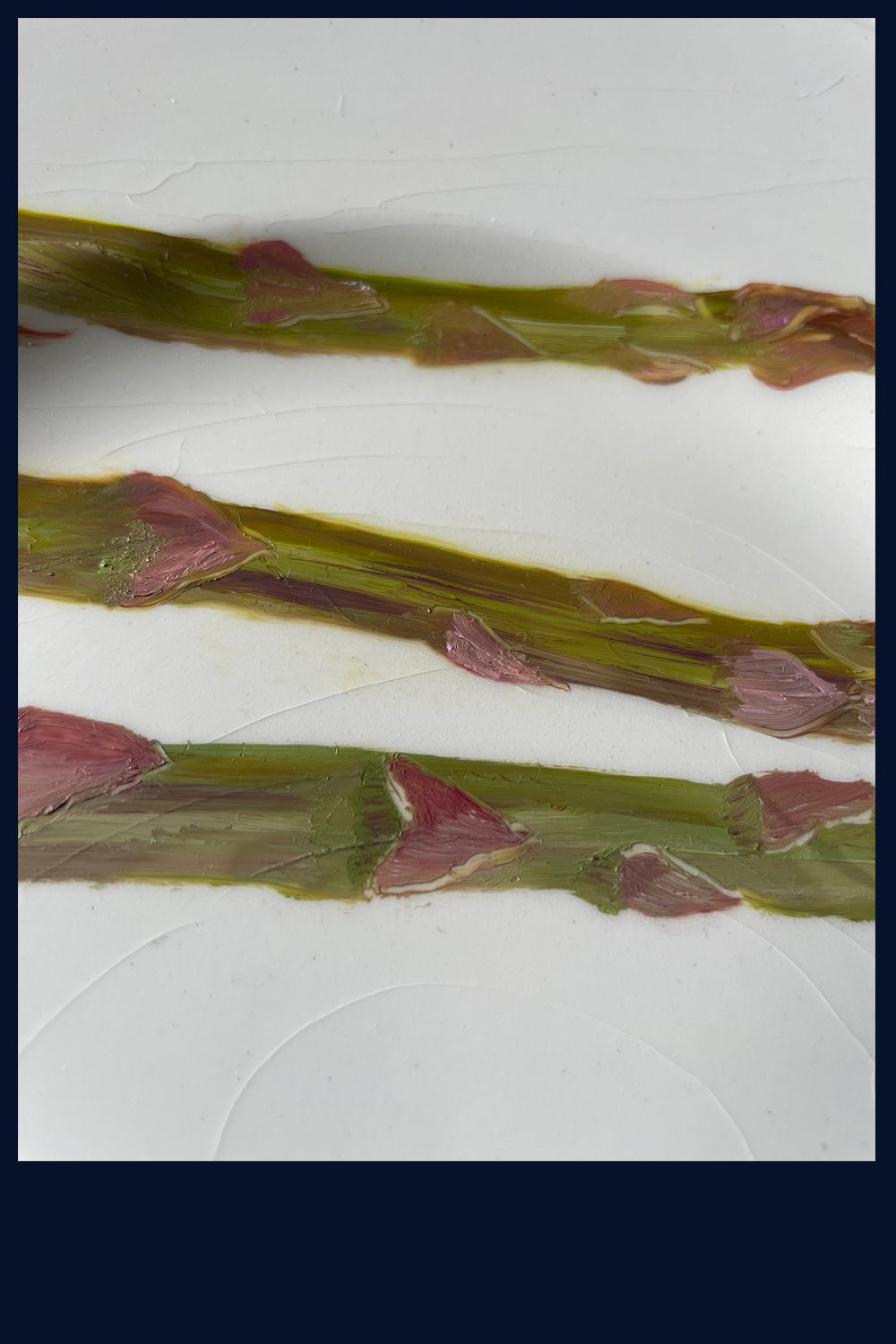 SOLD Plated: original fine art oil painting on a vintage plate - Asparagus