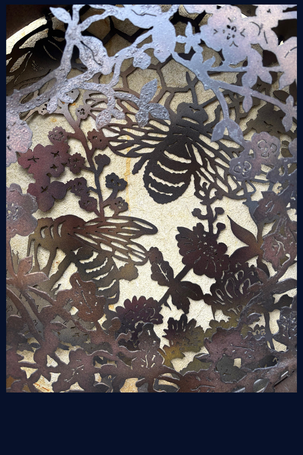 Bees in the Thicket Metal Sculpture - reclaimed oil drum