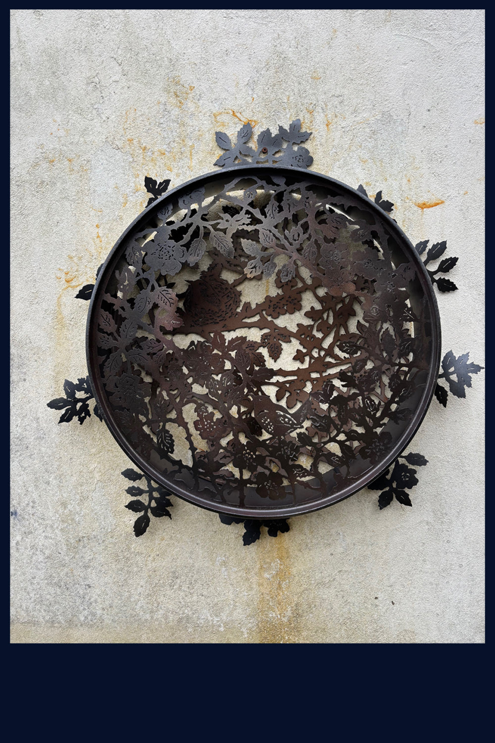 Wren and Rose Metal Sculpture - reclaimed oil drum
