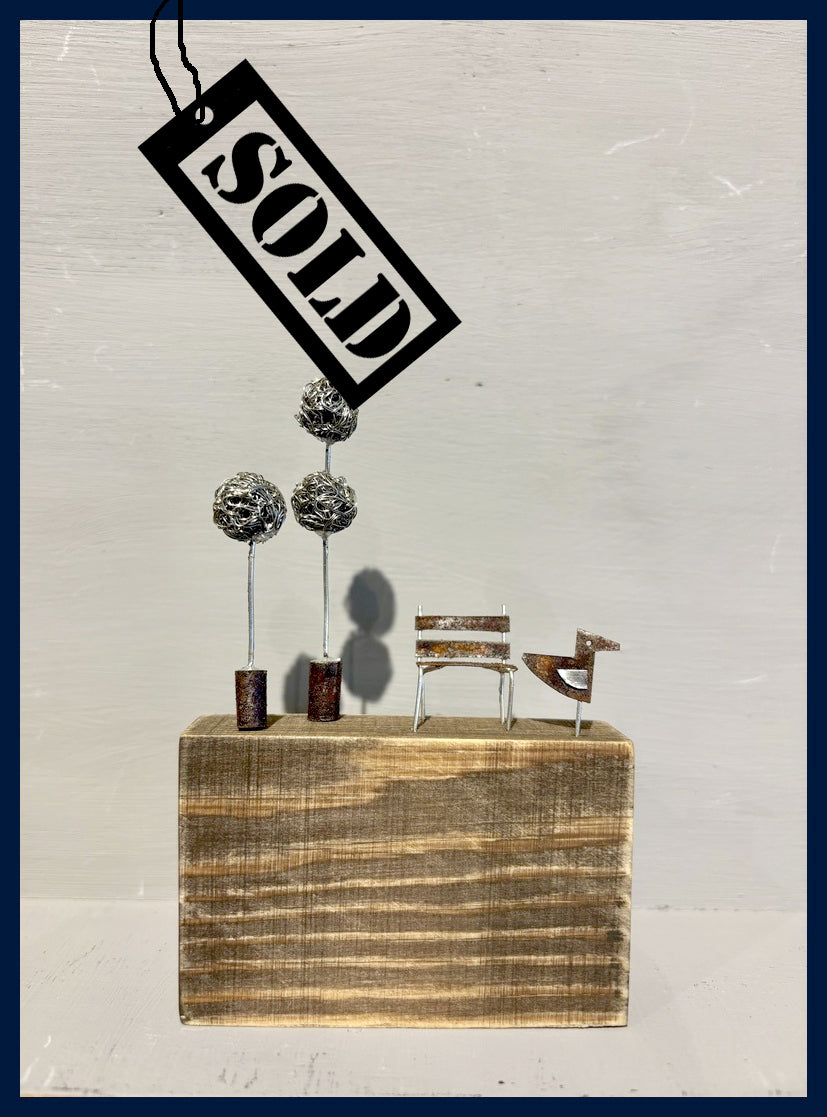SOLD Topiary & Bench by Sarah Jane Brown