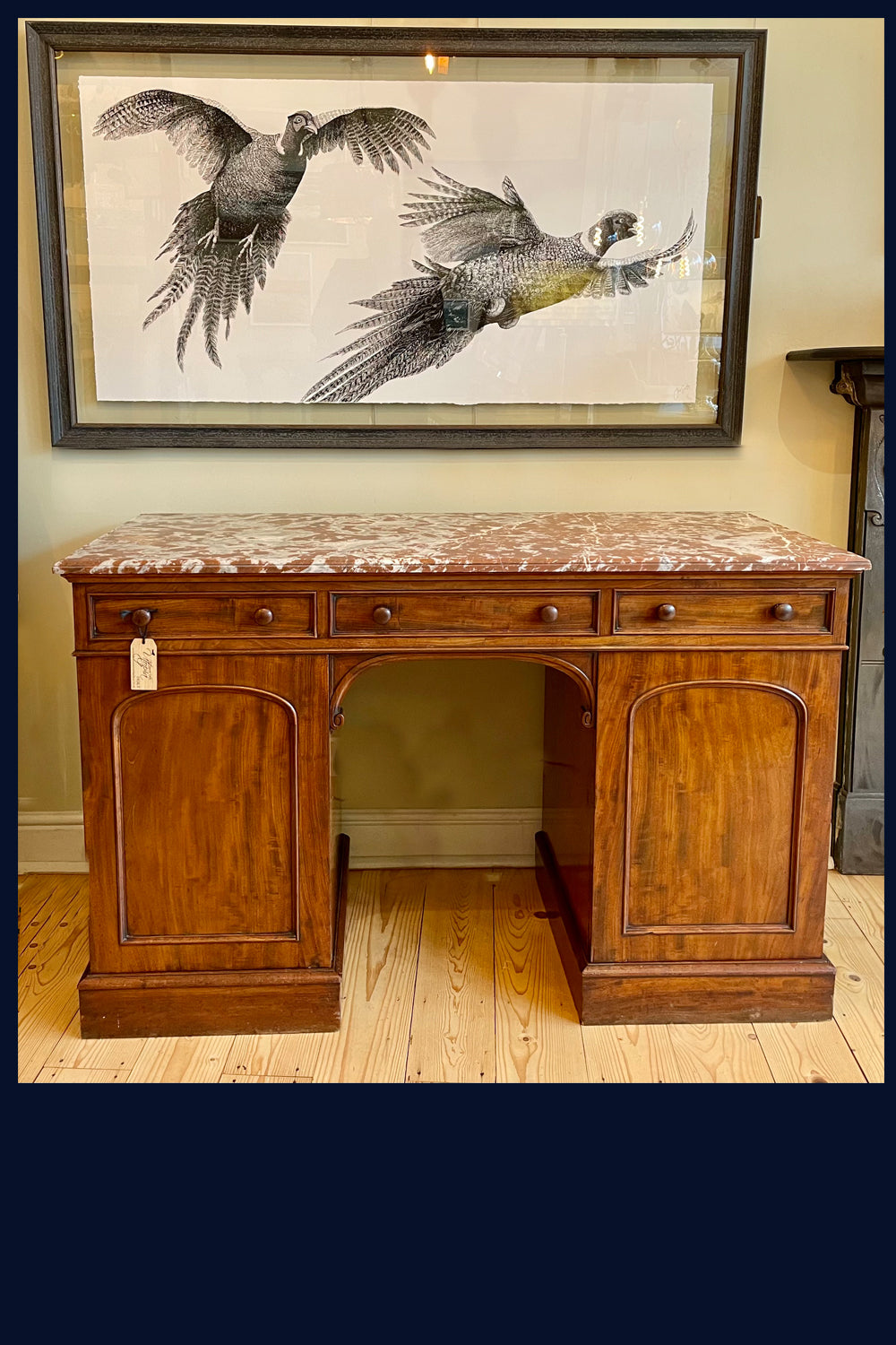 REDUCED Wonderland Furniture Collection: Victorian Mahogany, Marble Topped Kneehole Desk