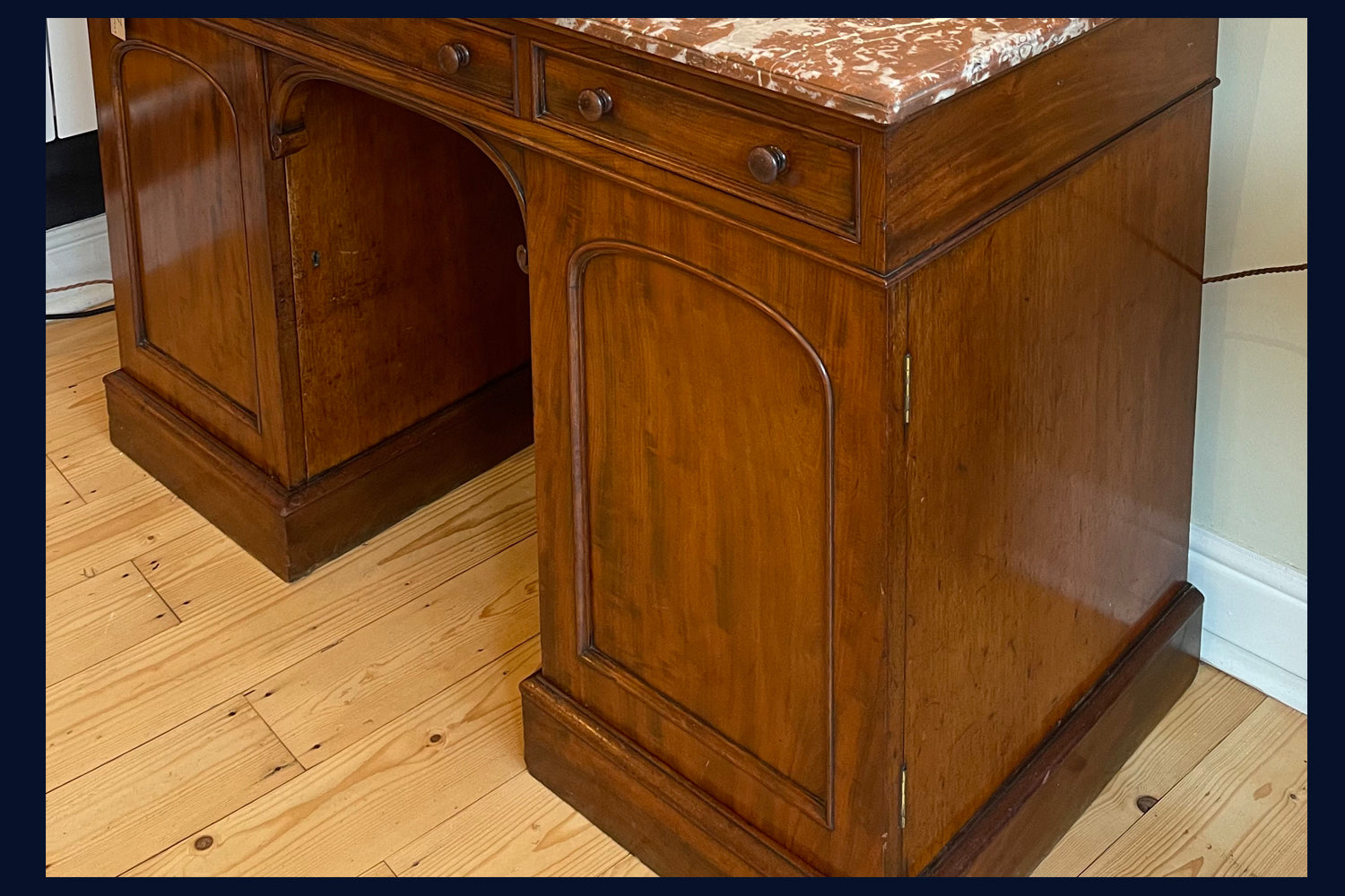 REDUCED Wonderland Furniture Collection: Victorian Mahogany, Marble Topped Kneehole Desk