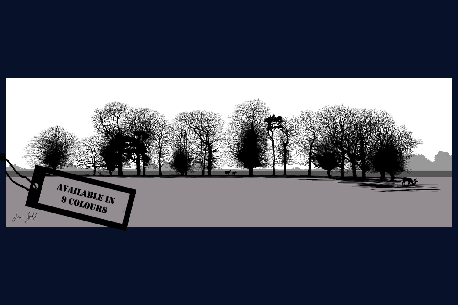 View from Gunton Arms, Norfolk. Arboretum Colour Block Collection Fine Art Print - available in 9 colours